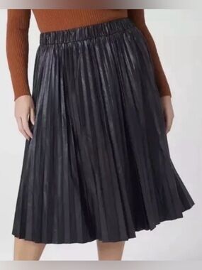 Lane Bryant Faux-Leather Pleated Midi Skirt sz 14/16